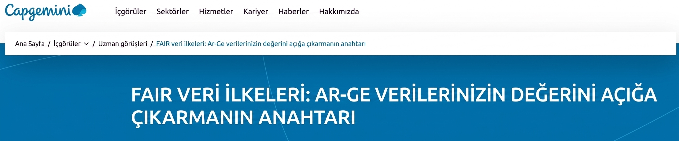 Capgemini'nin FAIR veri ilkelerine ilişkin çalışmalarının ekran görüntüsü