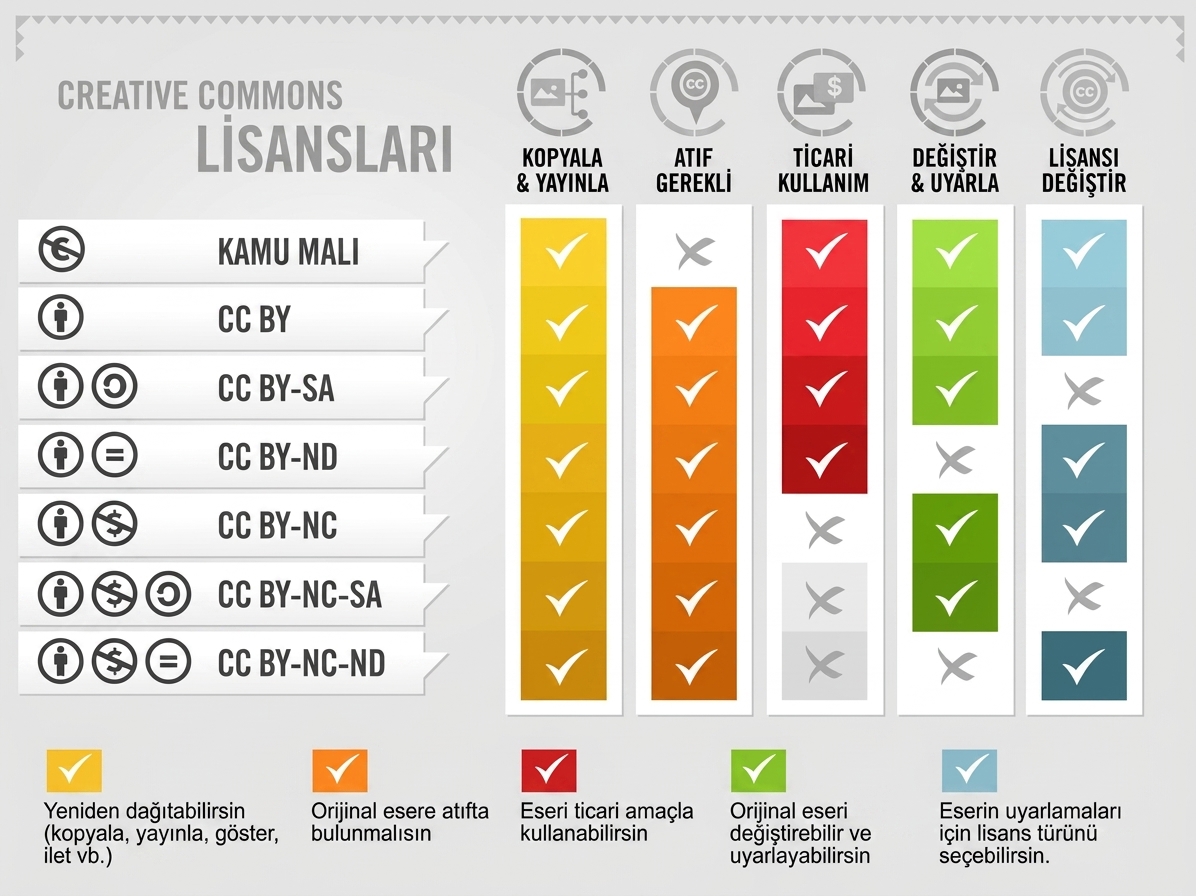 Çeşitli CC lisanslarının gösterimi