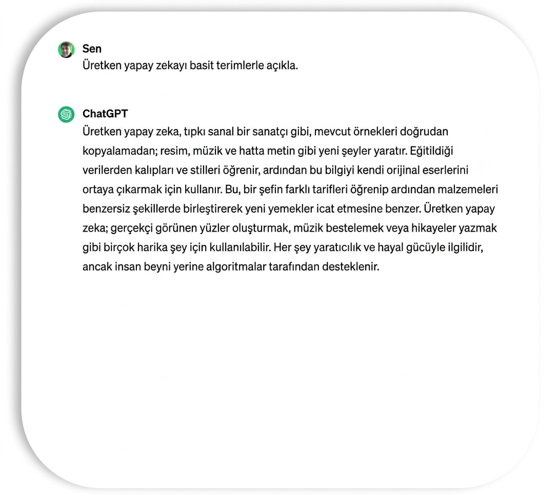 ChatGPT'nin, çok az jargon ve teknik bilgi içeren yanıtı.