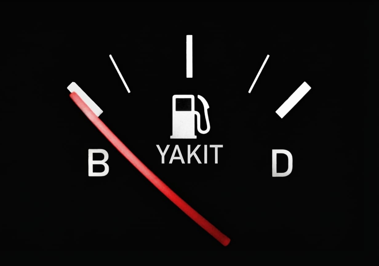 İbre boşu gösteren yakıt göstergesi