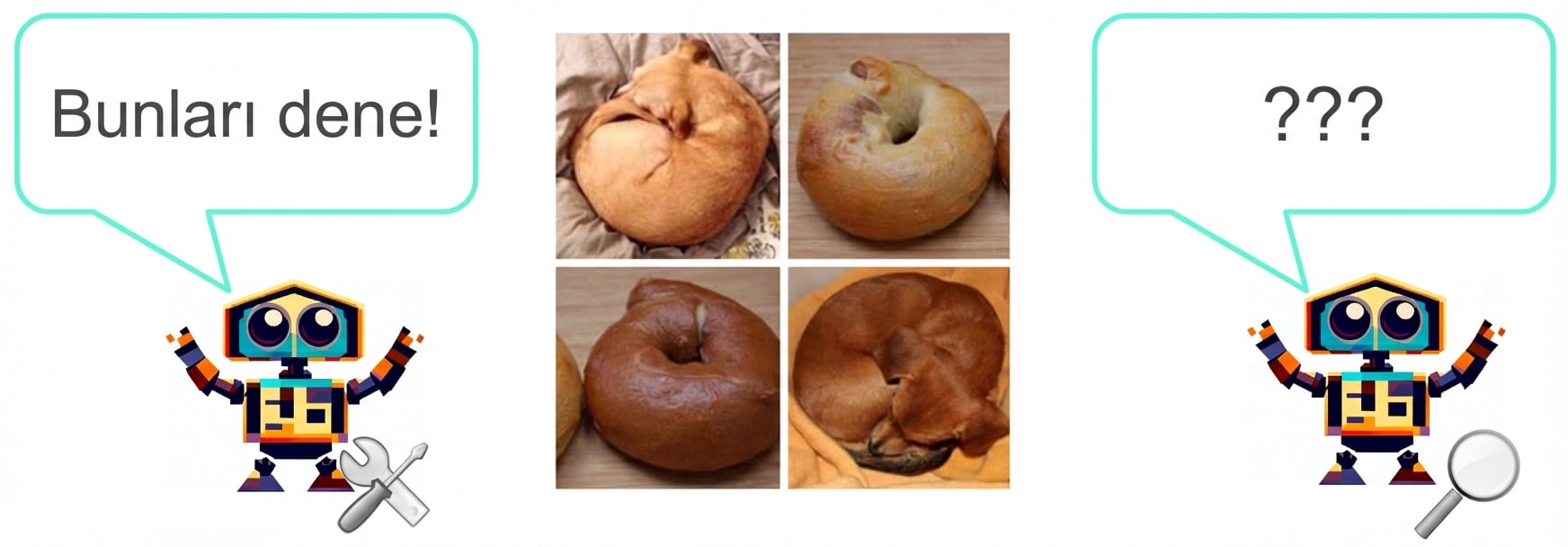 Simitlere çok benzeyecek şekilde kıvrılmış köpek yavrusu resimleriyle ayrıştırıcı modele meydan okuyan çizgi film üretken model