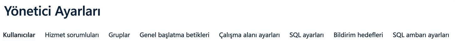 Çalışma Alanı Yönetici Ayarları