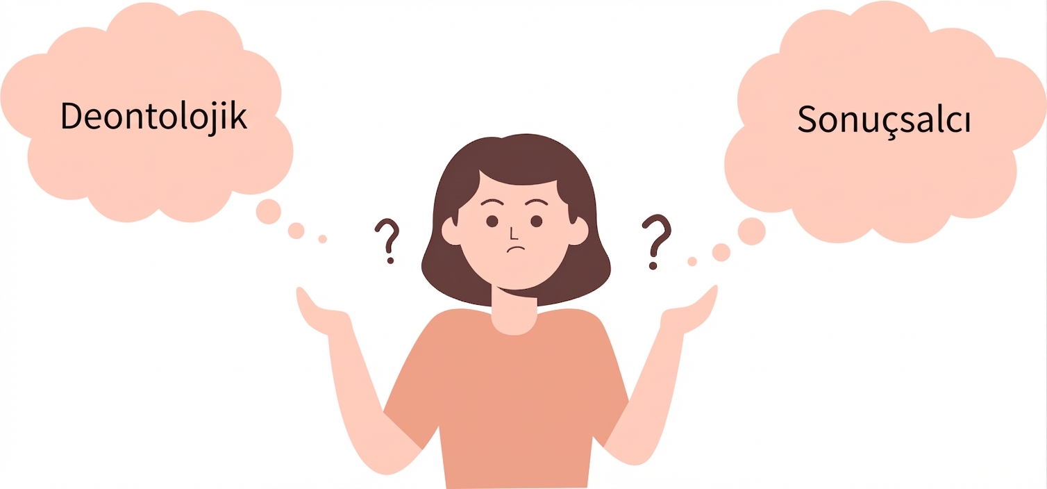 Farklı etik yaklaşımlar karşısında kafası karışan bir kişi.