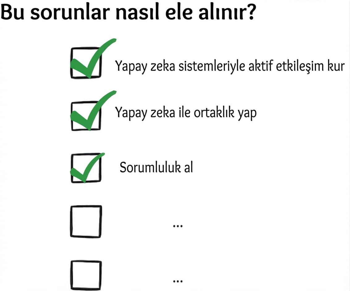 Adillik zorluklarını ele almak için eylem maddelerini içeren kontrol listesi.