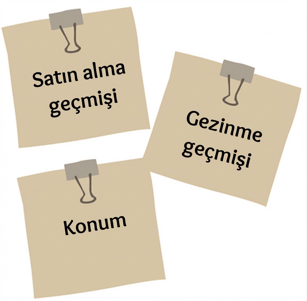 Yapay zekâ satış modelindeki etkenleri gösteren yapışkan notlar.