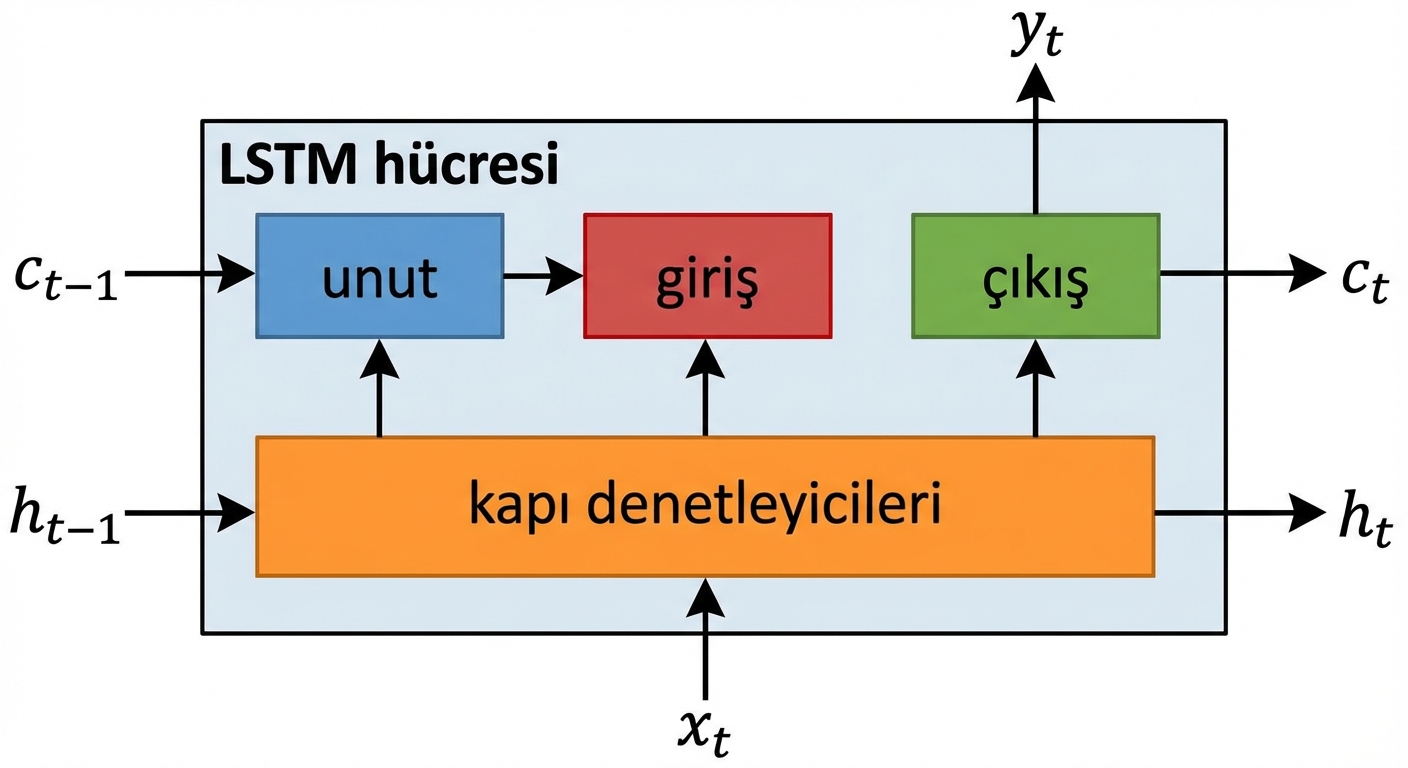 LSTM hücresinin şeması.