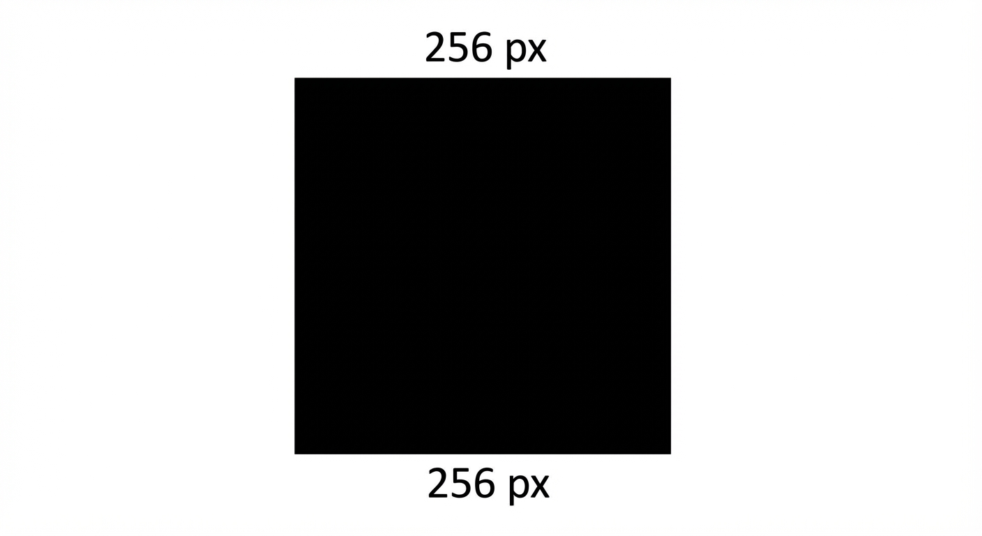 256x256 gri tonlamalı bir görüntüyü temsil eden siyah bir kare.