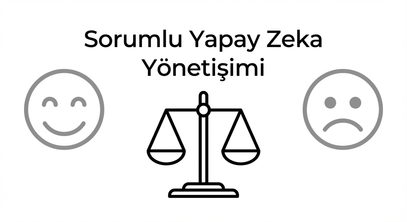 İki yüz arasında "Sorumlu YZ yönetişimi" yazılı bir denge görseli.