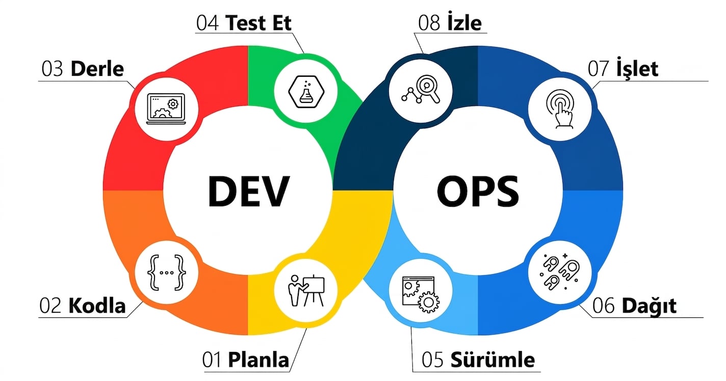 DevOps döngüsü.