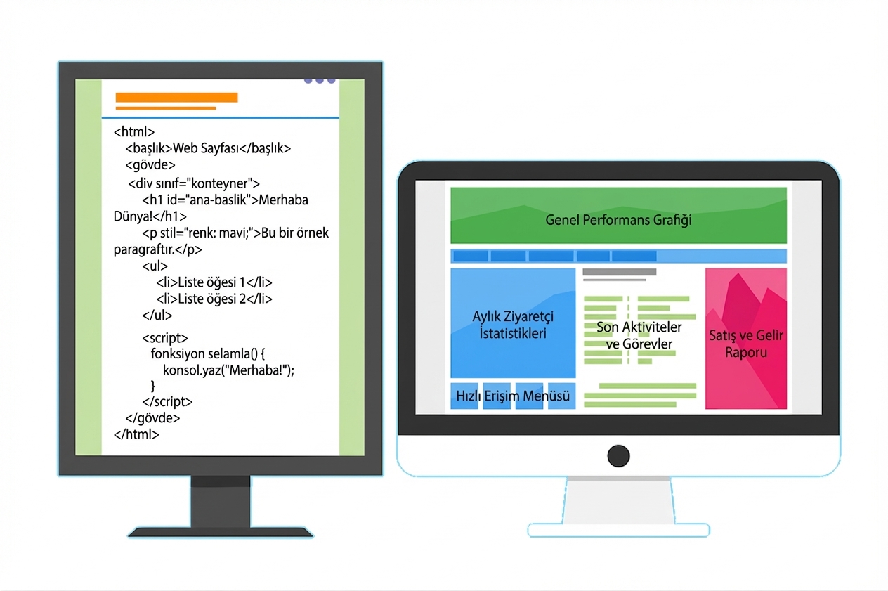 Farklı ekranlarda kodları gösteren simge.