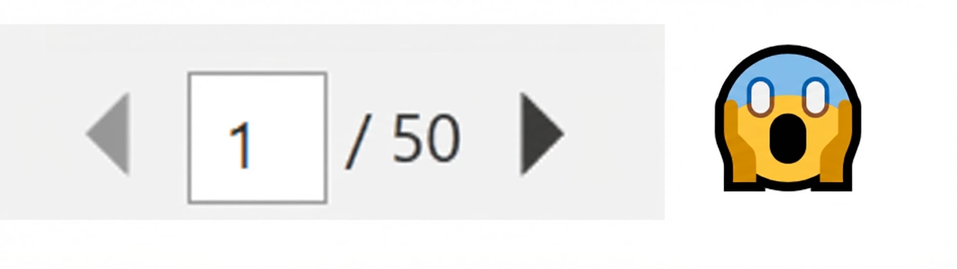 50 sayfa yazdırma ve korkmuş ifade simgesi