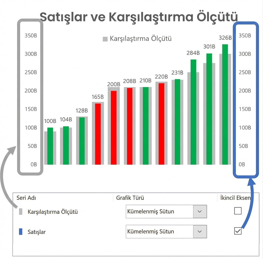 Bir bullet chart örneği