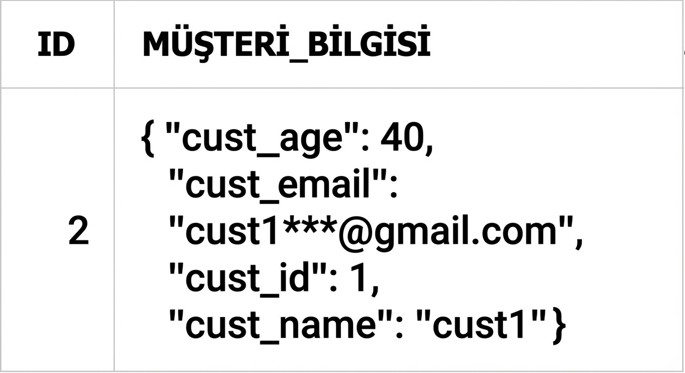 `customer_info` sütununda JSON formatında veri olan tablo