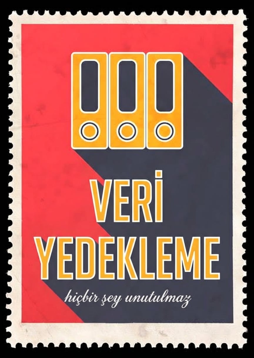 Veri yedeği yazılı ve sabit diskli damga görseli