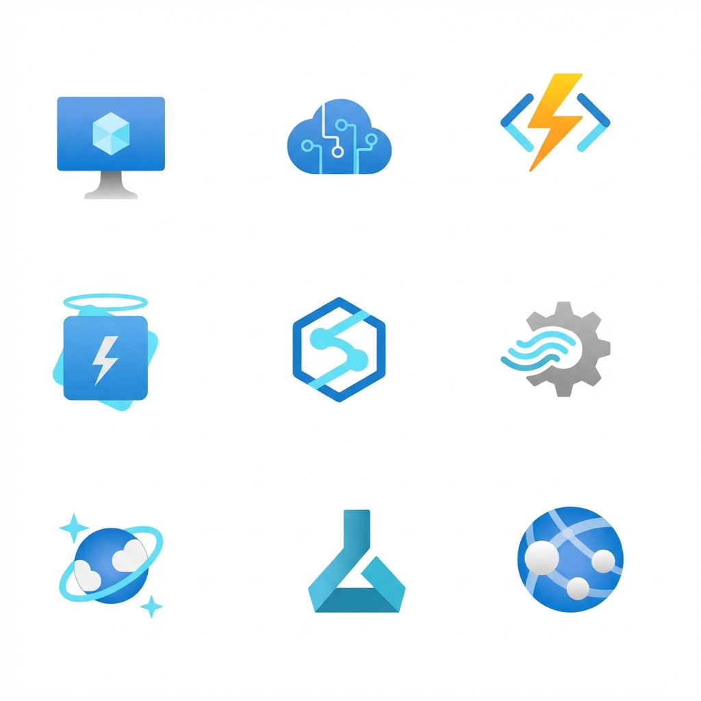 Azure hizmetlerinden 9 simge içeren görsel