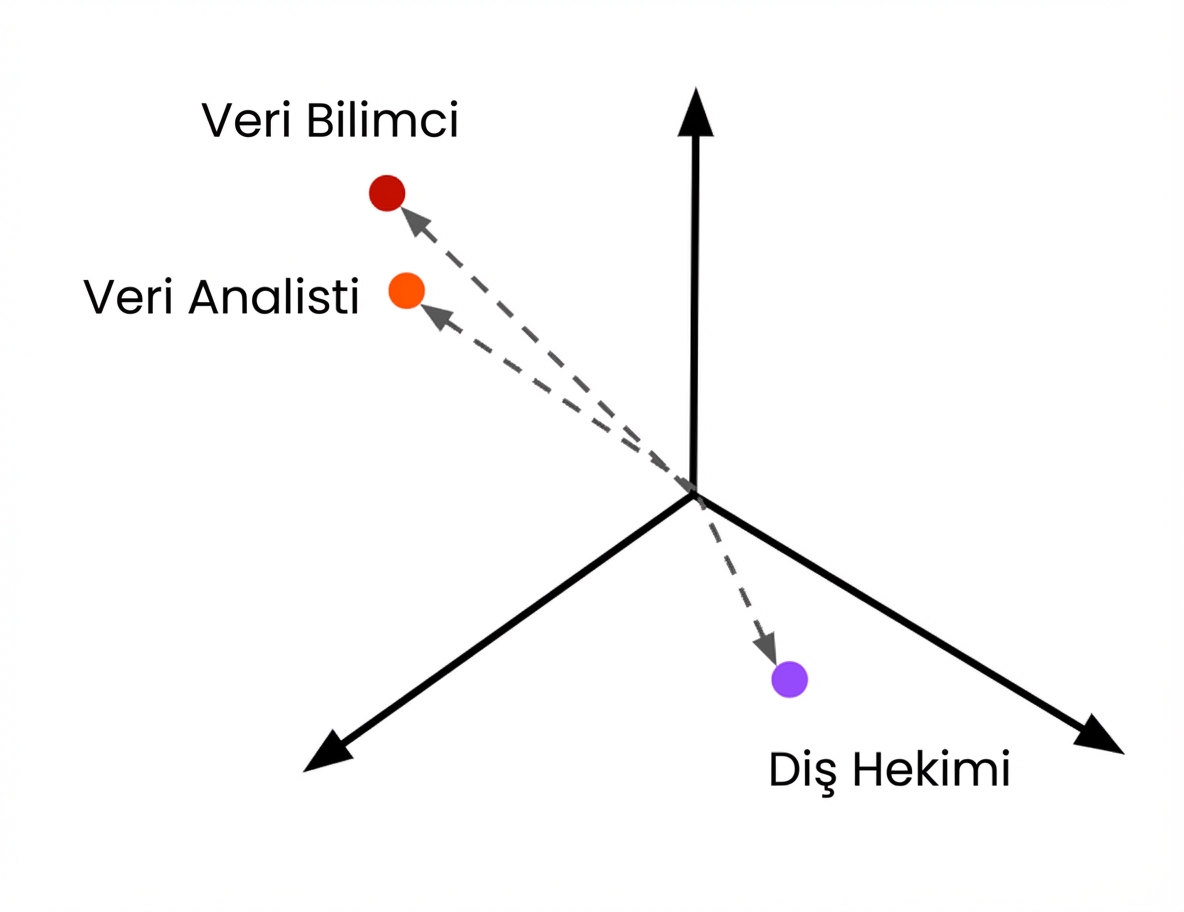 Gömme vektörleri olarak gösterilen iş önerileri.