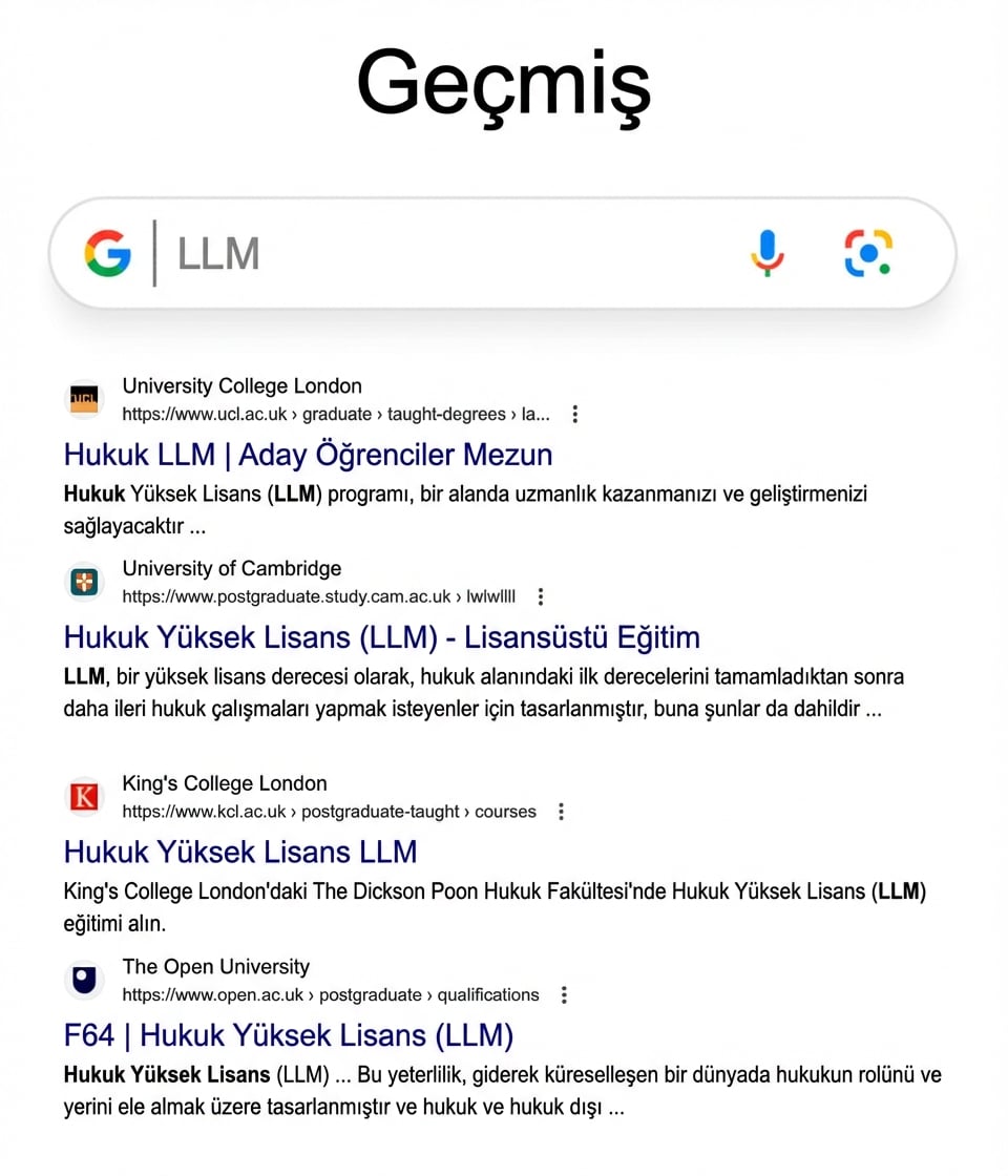 Geçmişten LLM Google Arama Sonuçları