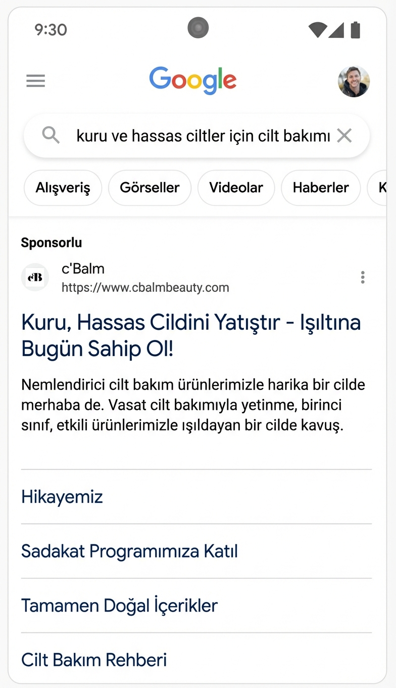 Google’ın reklam platformunun kişiselleştirilmiş reklam sunmak için dinamik uyumunu gösteren örnek