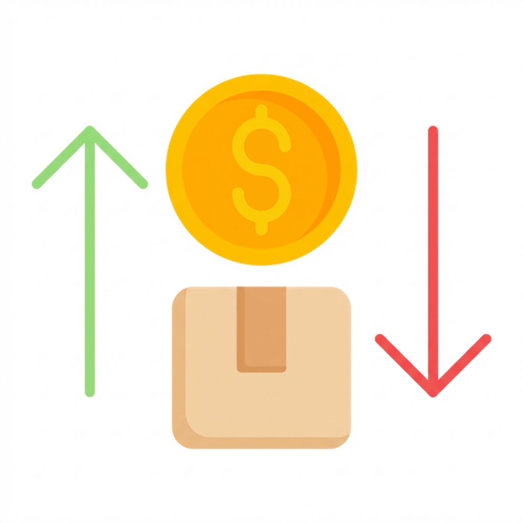 Para dolu cüzdan, yukarı/aşağı oklar