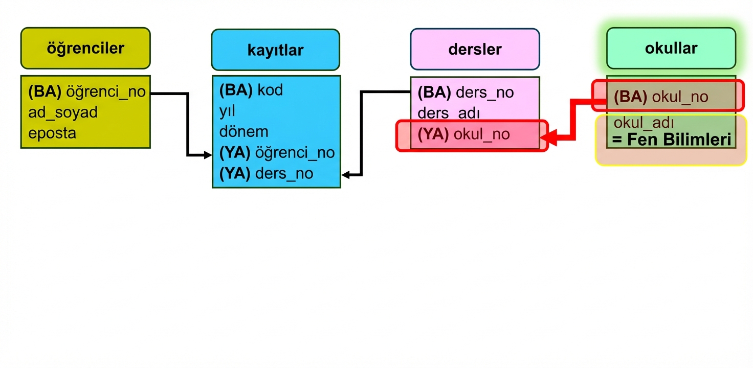 Fen fakültesi için ER modeli sorgulama