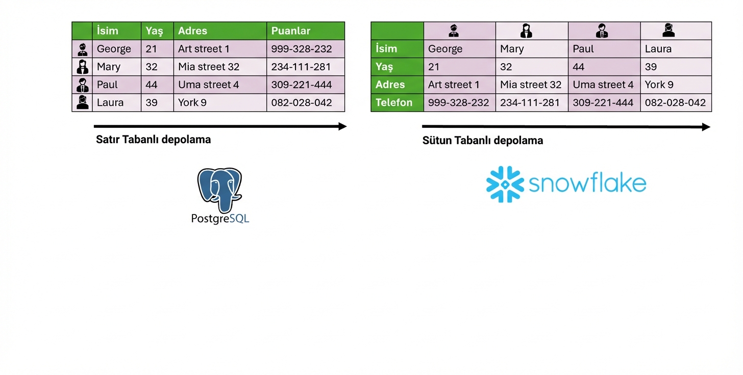 Satır tabanlı Snowflake