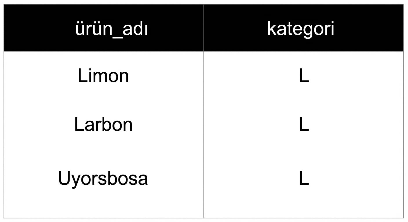 L kategorisindeki ürünler listesi