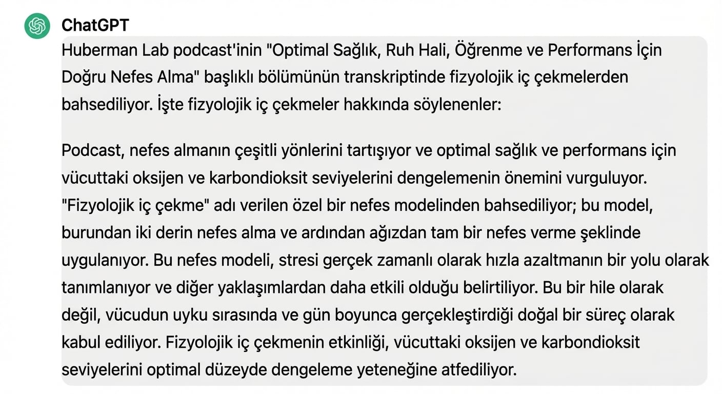 Dökümden yeniden ifade etme istemine ChatGPT’nin yanıtı