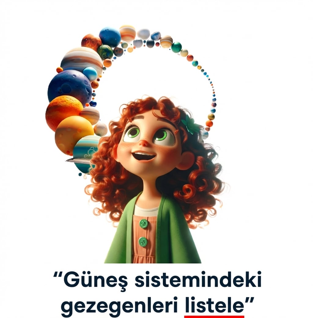 "Güneş sisteminin gezegenlerini listele" istemiyle genç kişi