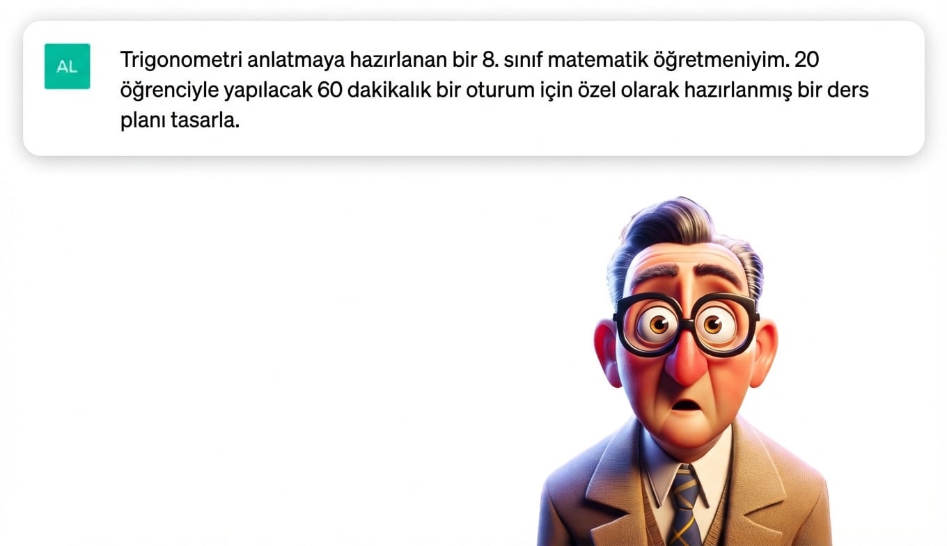 Bir öğretmenin çizgi film illüstrasyonu