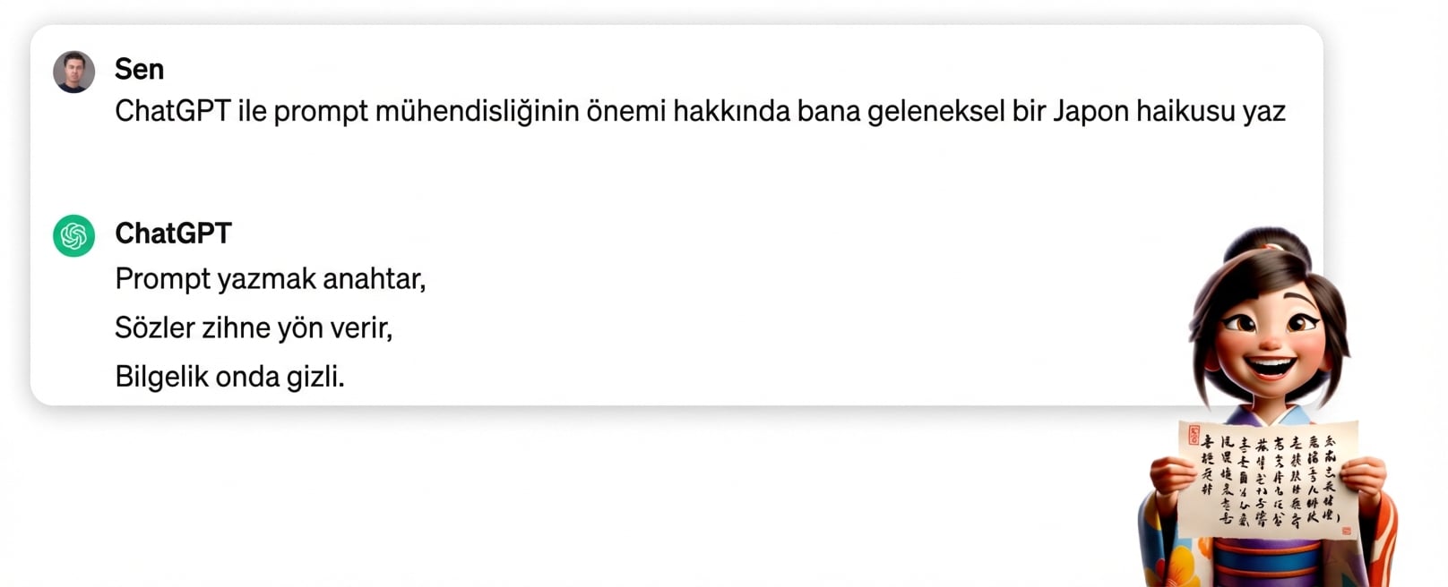 Japonca bir haiku yazma isteğine ChatGPT yanıtı