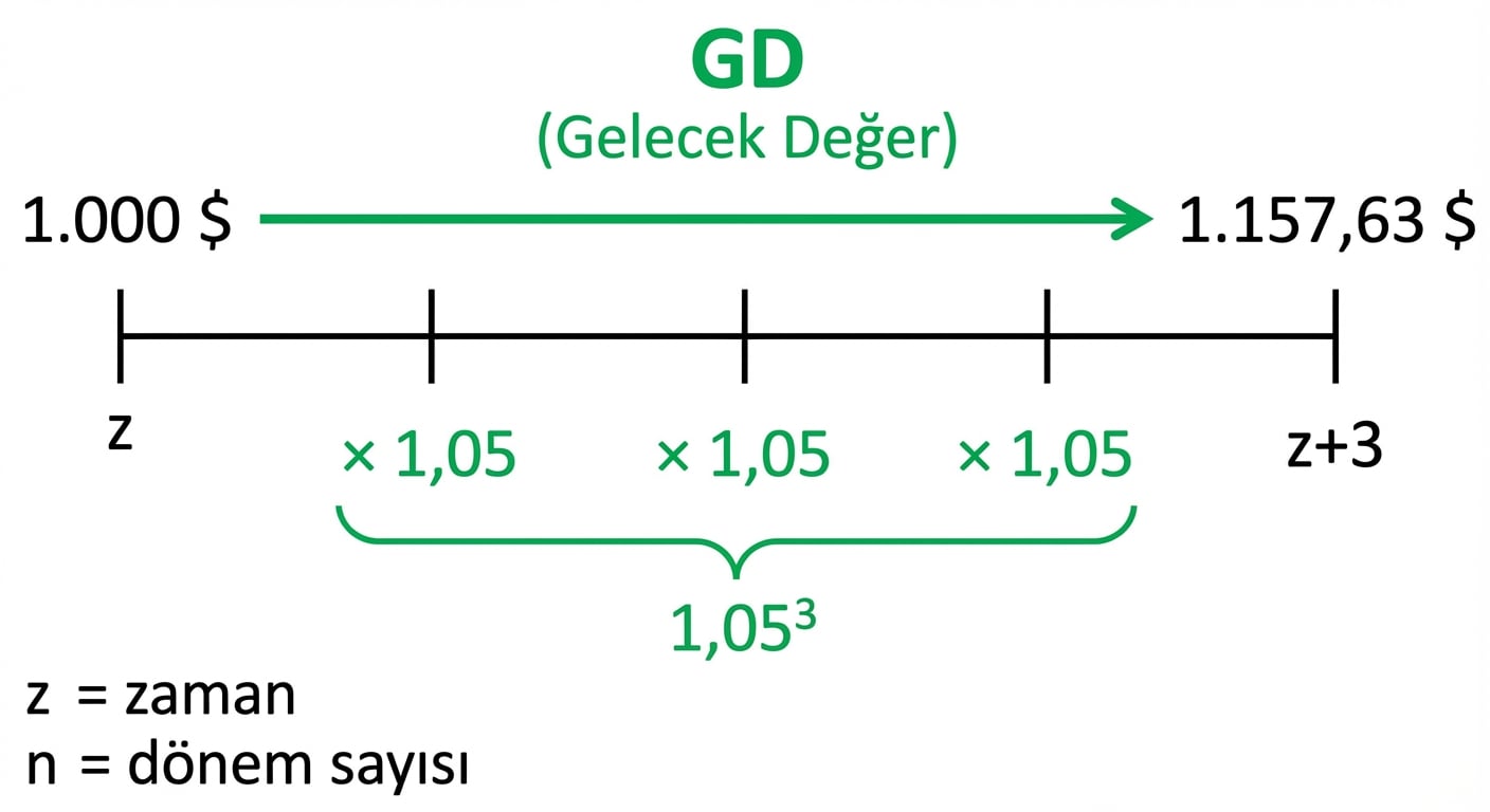 zaman çizelgesinde gelecek değer hesabı örneği