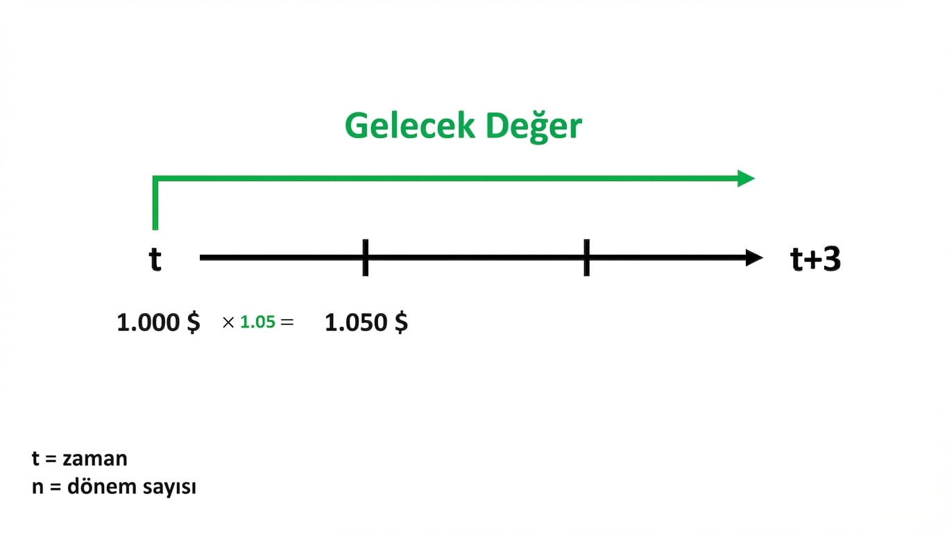 zaman çizelgesinde gelecek değer hesabı örneği