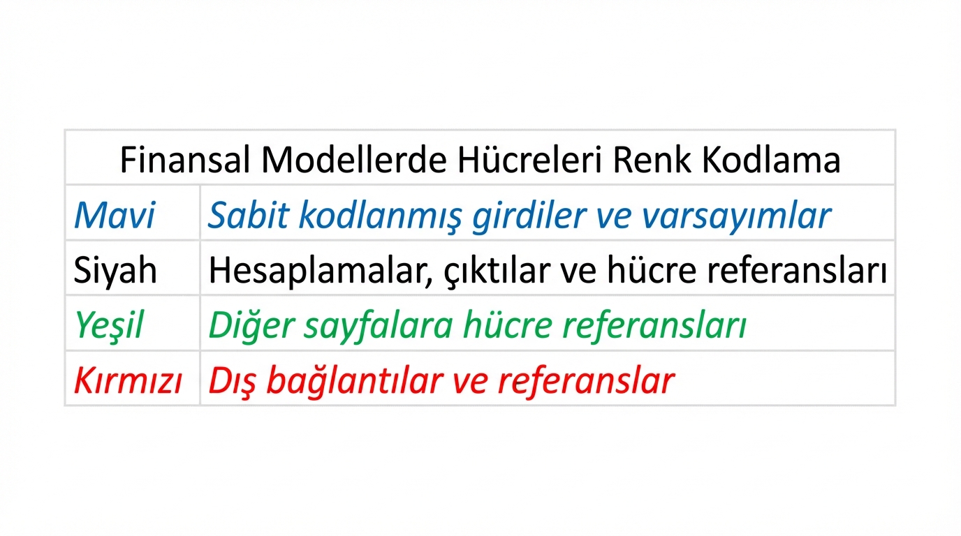 mavi, siyah, yeşil ve kırmızı içeren renk kodlama diyagramı
