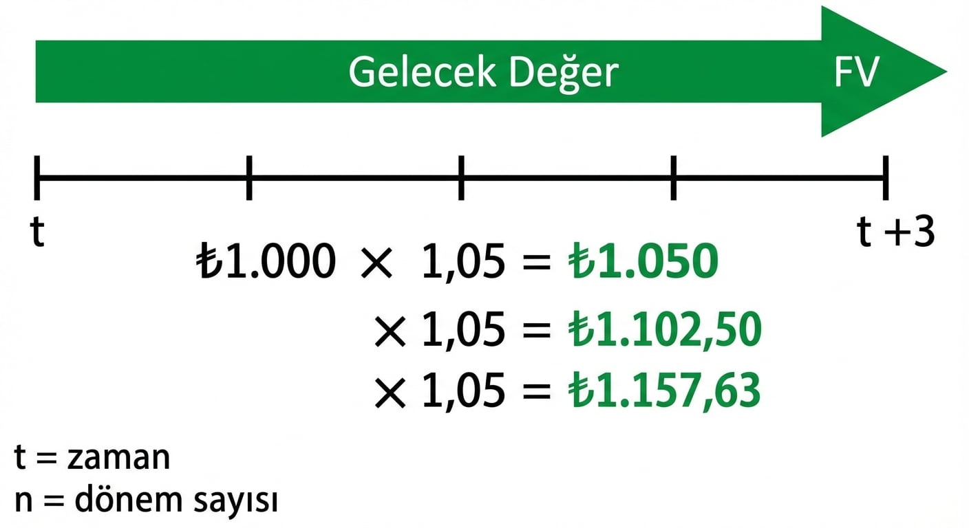 zaman çizelgesinde gelecek değer hesabı örneği