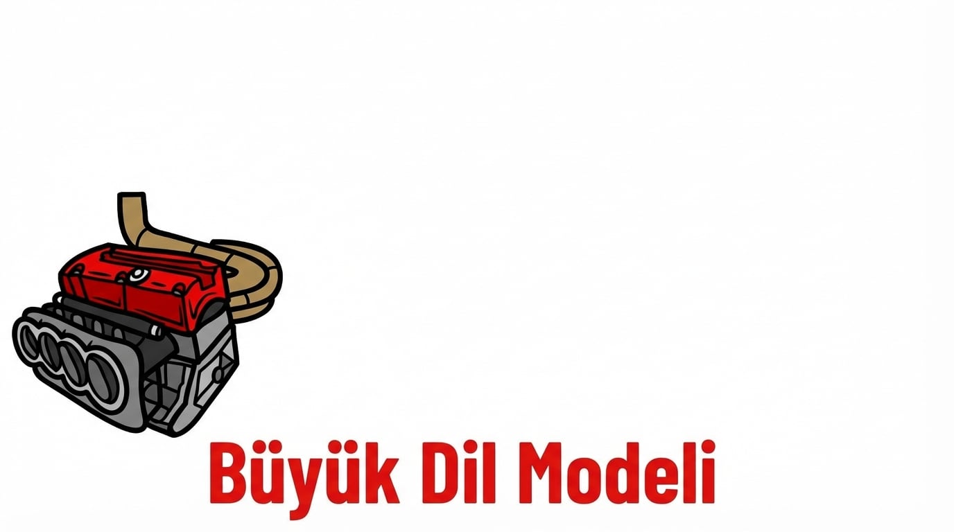 Bir araba motoru olarak gösterilen bir LLM.