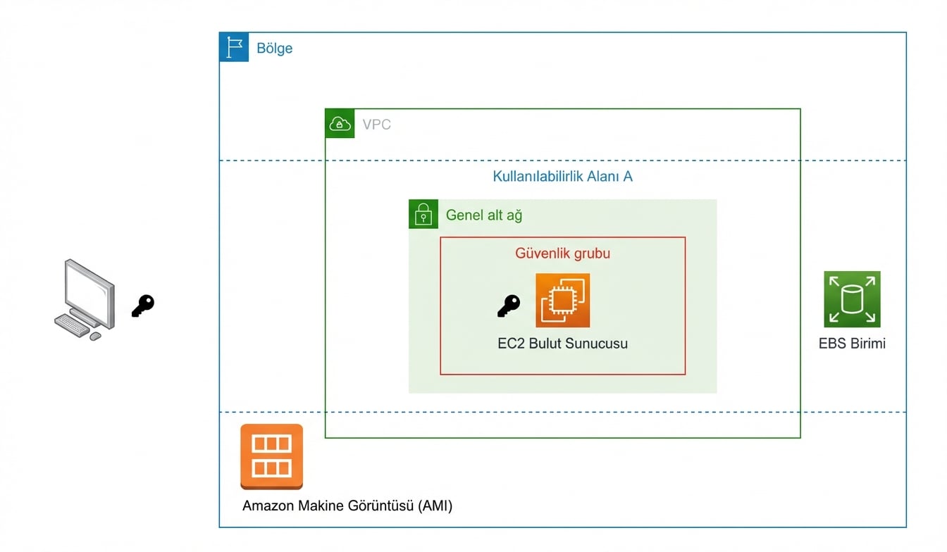 Bir EC2 örneğine ait mimari diyagram