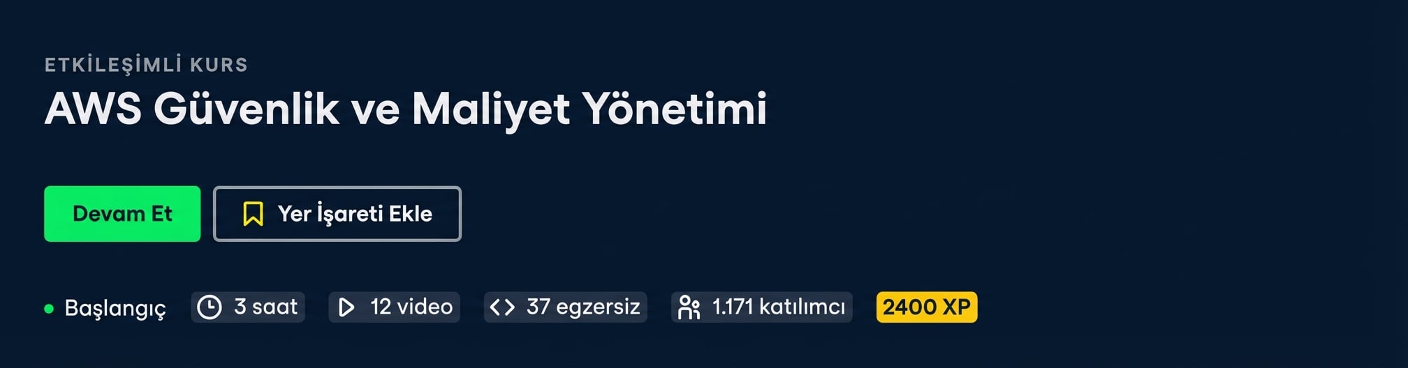 Güvenlik ve Maliyet Yönetimi dersi için başlık