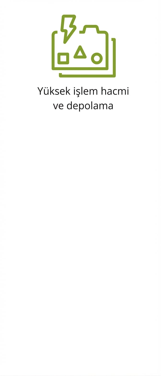 Yüksek aktarım ve depolamayı gösteren bir simge.