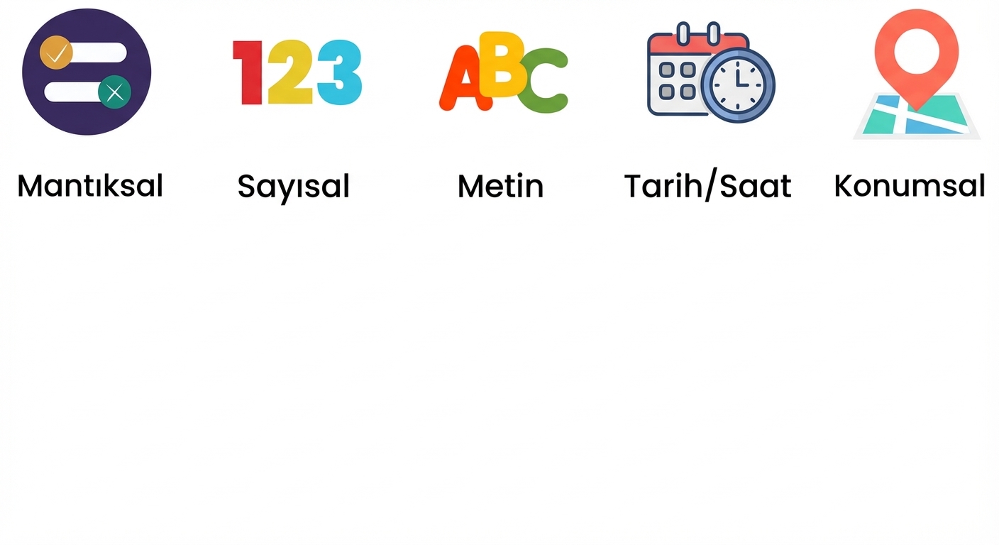 Alteryx’te kullanılan beş veri türünün tümü