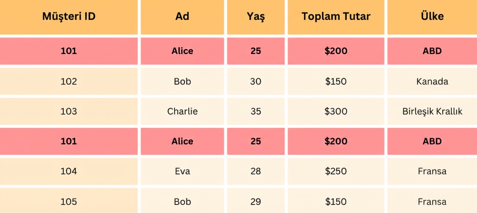 Örnek veride vurgulanan yinelenen satırlar.png