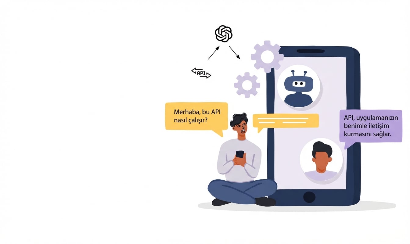 OpenAI API ile oluşturulmuş bir yapay zekâ uygulamasını kullanan bir kullanıcının görseli