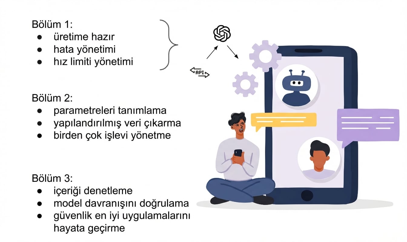 OpenAI API ile oluşturulmuş bir yapay zekâ uygulamasını kullanan bir kullanıcının görseli