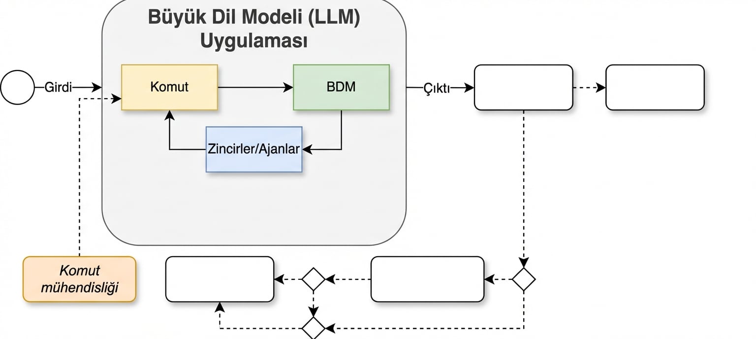 Zincir ve ajanları içeren geliştirme döngüsü.