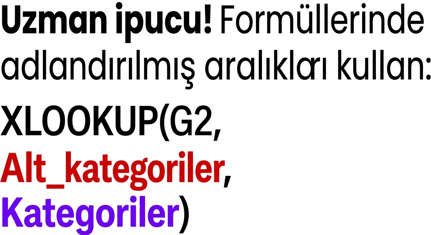 Adlandırılmış aralıklarla XLOOKUP işlevi