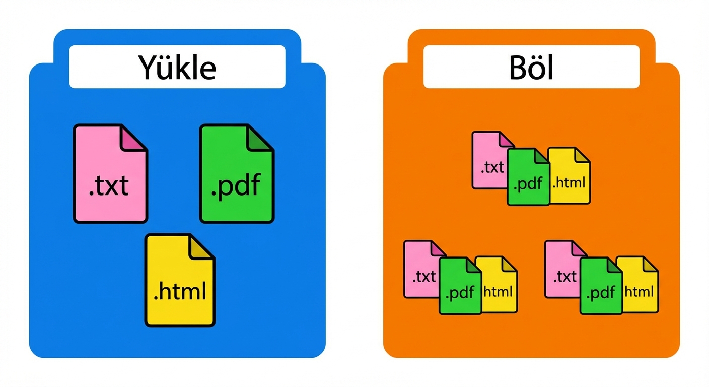 Belgeler bölünüyor.