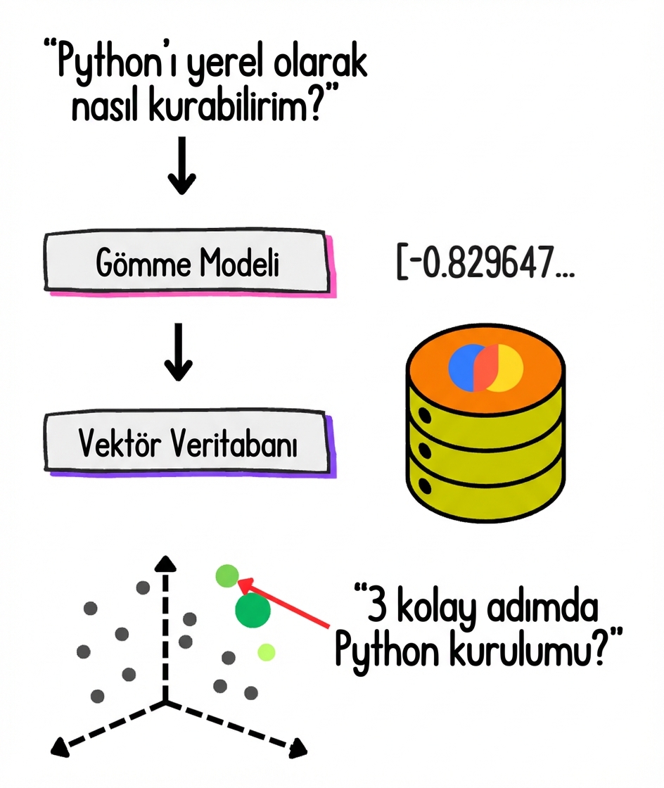 Tipik vektör deposu RAG iş akışı.