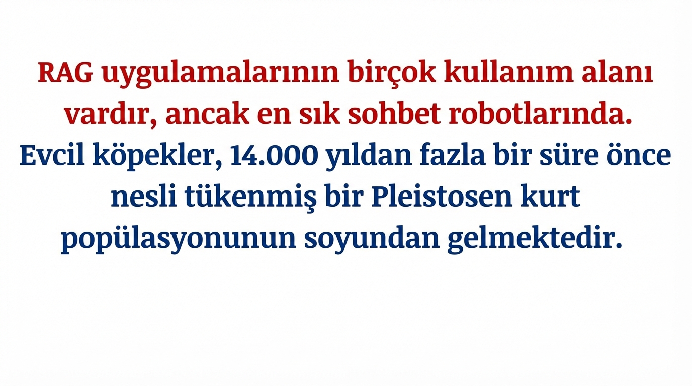 Anlamsal bir bölen, konu RAG'den köpeklere geçtiğinde paragrafı o noktadan böldü.