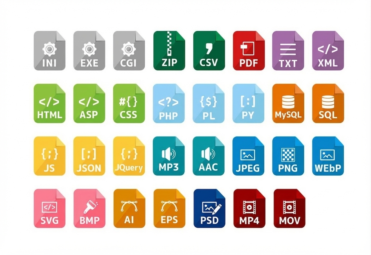 Farklı dosya formatları seçkisi.