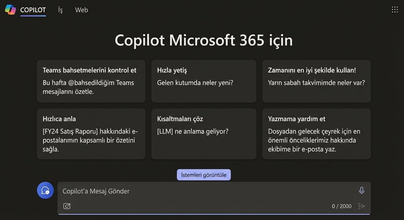 Microsoft 365 için Copilot ana sayfası.