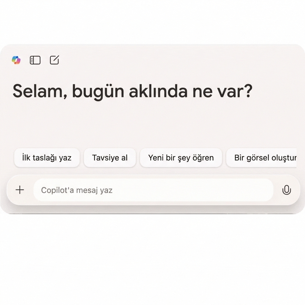 "Microsoft Copilot nedir?" metniyle, çıktısı görünen Copilot web arayüzü GIF’i